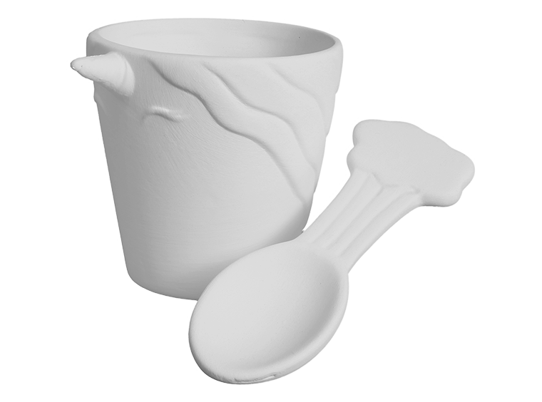 Bisque Unicorn Ice Cream Bowl / Spoon (Case of 4)