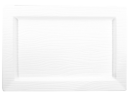 Bisque Woodgrain Rectangle Platter (Case of 4)