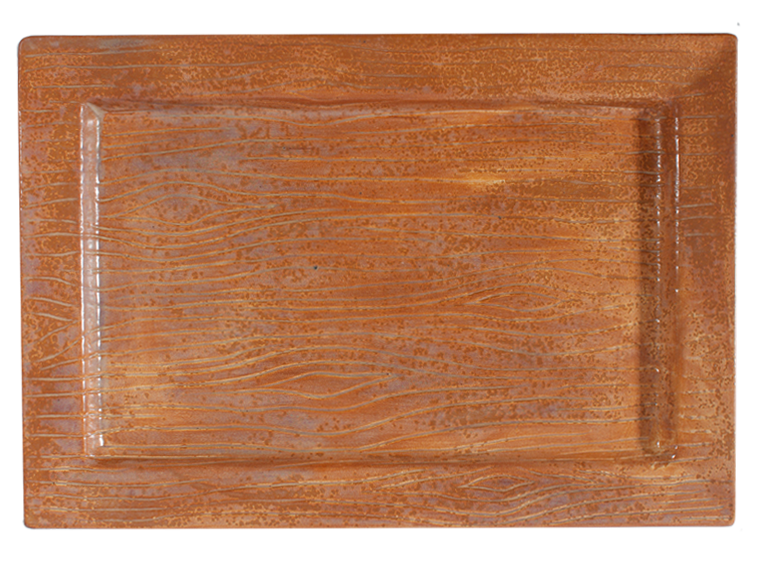 Bisque Woodgrain Rectangle Platter (Case of 4)