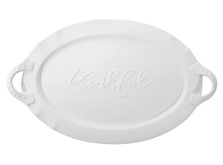 Bisque Thankful Platter (Case of 2)