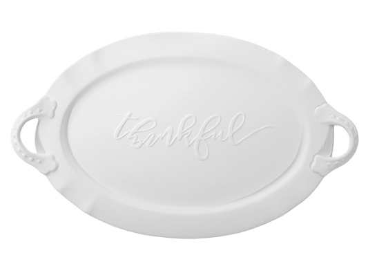 Bisque Thankful Platter (Case of 2)