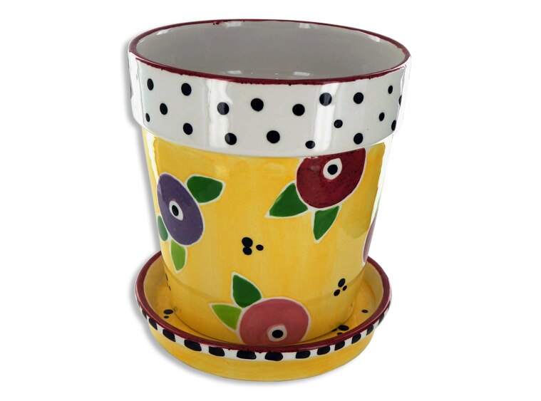 Bisque Med. Flower Pot W/Tray (Case of 2)