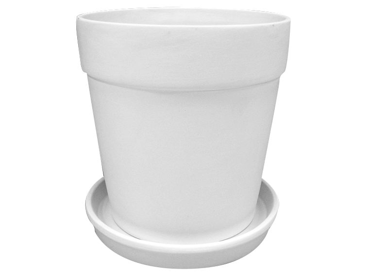 Bisque XL Flower Pot W/Tray (Case of 1)