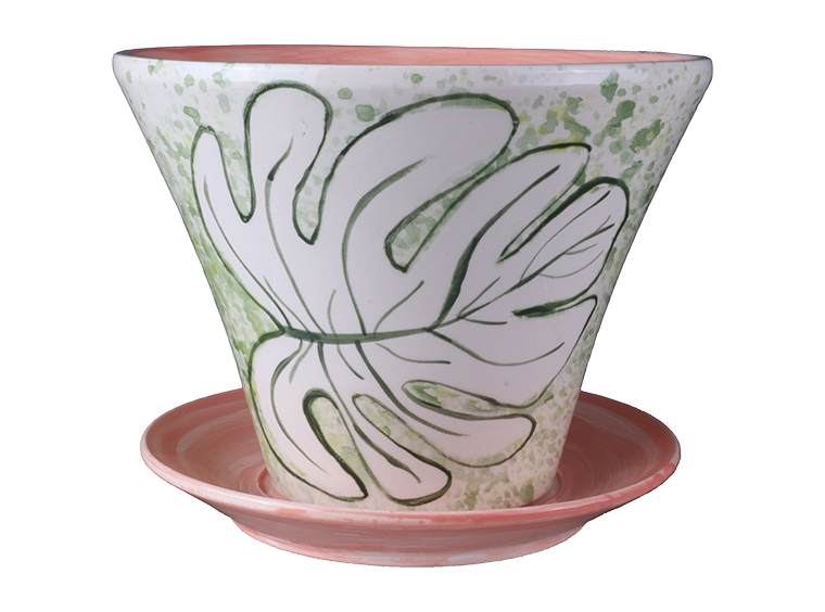 Bisque Flower Pot W/ Tray (Case of 1)