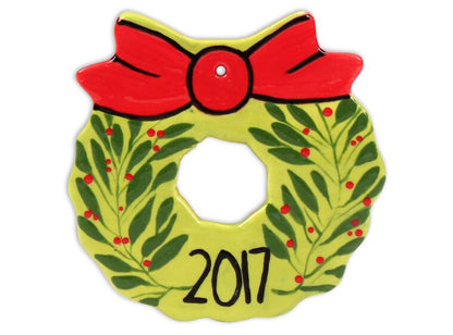 Bisque Christmas Wreath Ornament (Case of 12)