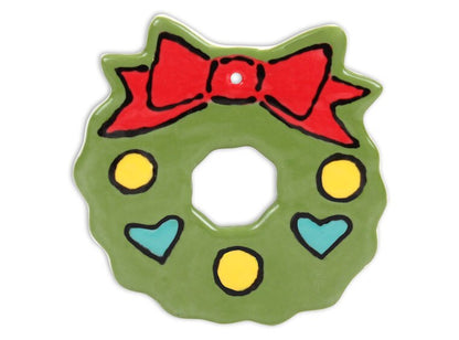 Bisque Christmas Wreath Ornament (Case of 12)