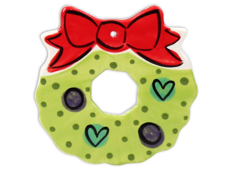 Bisque Christmas Wreath Ornament (Case of 12)