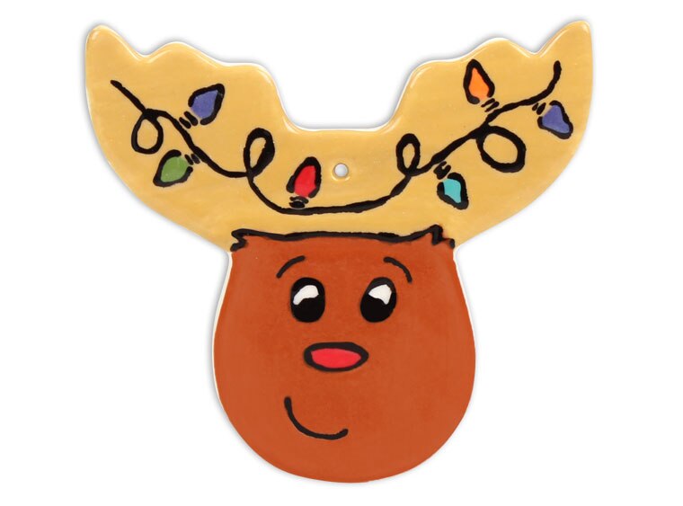 Bisque Reindeer Head Ornament (Case of 12)
