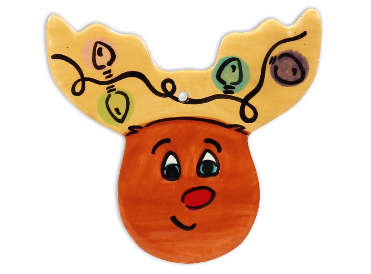 Bisque Reindeer Head Ornament (Case of 12)