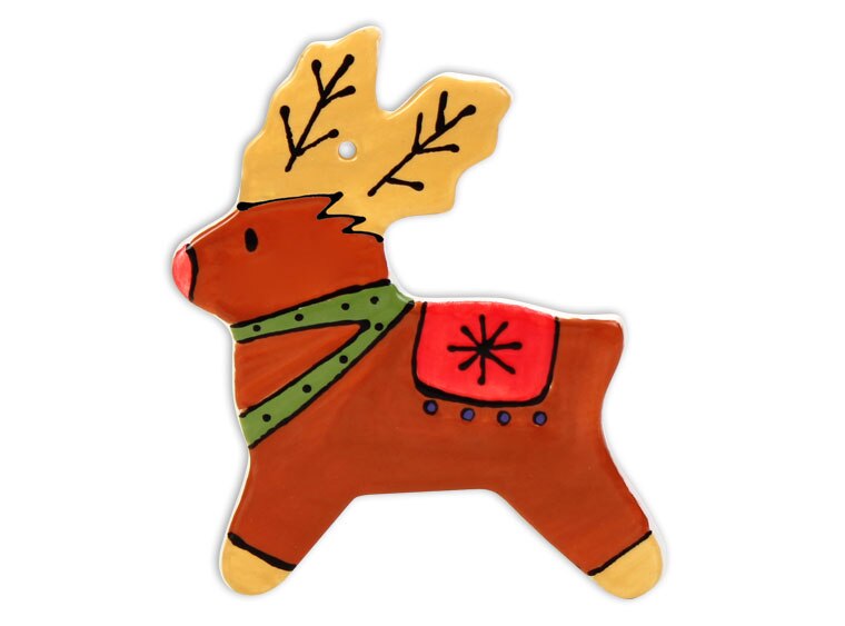 Bisque Hand Detailed Rudolph Party Ornament (Case of 12)