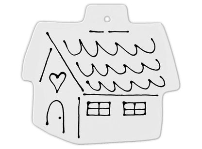 Bisque Hand Detailed Gingerbread Cabin Party Ornament (Case of 12)
