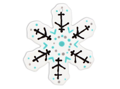 Bisque Hand Detailed Chirstmas Snowflake Party Ornament (Case of 12)