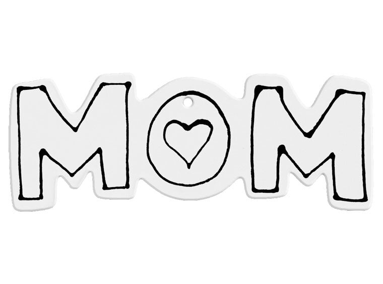 Bisque Hand Detailed Mom Word Party Ornament (Case of 12)