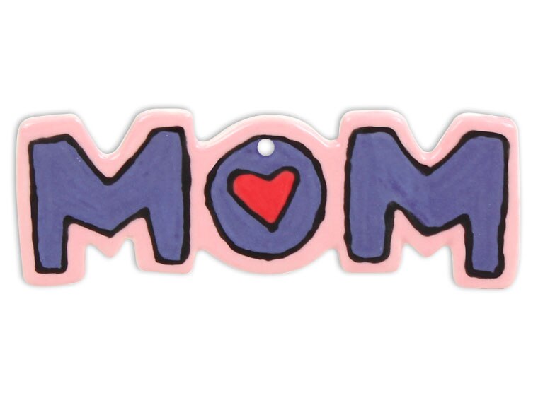 Bisque Hand Detailed Mom Word Party Ornament (Case of 12)