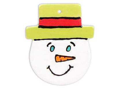 Bisque Hand Detailed Snowman Face Party Ornament (Case of 12)