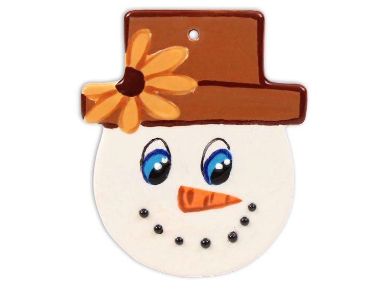 Bisque Snowman Face Ornament (Case of 12)