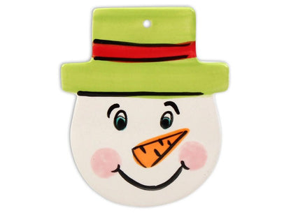 Bisque Snowman Face Ornament (Case of 12)