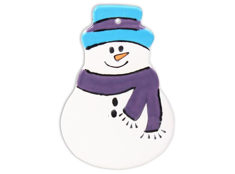 Bisque Hand Detailed Snowman Party Ornament (Case of 12)