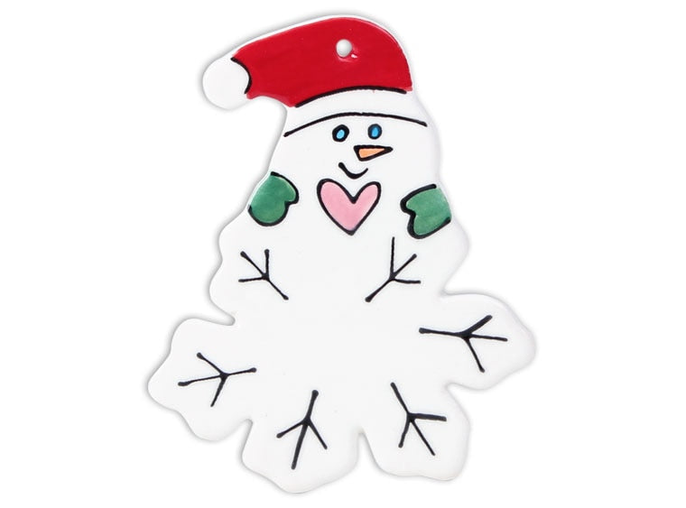 Bisque Hand Detailed Snowflake Snowman Party Ornament (Case of 12)