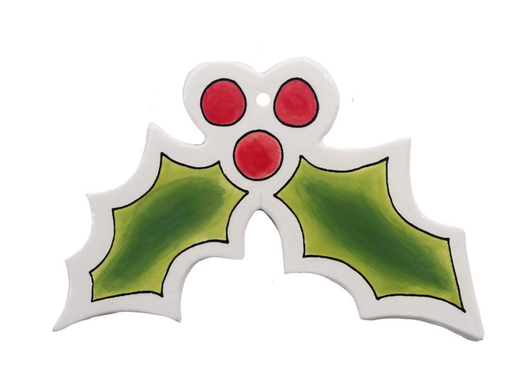Bisque Hand Detailed Holly Party Ornament (Case of 12)