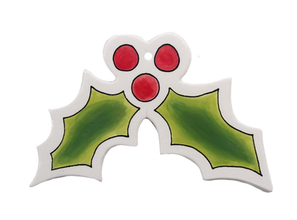 Bisque Hand Detailed Holly Party Ornament (Case of 12)