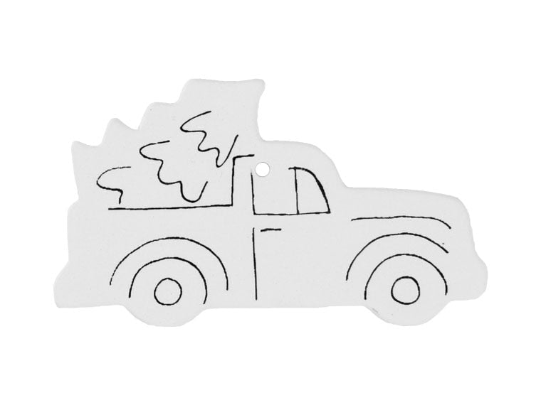 Bisque Hand Detailed Vintage Truck/Tree Party Ornament (Case of 12)