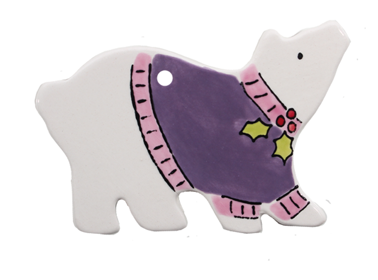 Bisque Hand Detailed Polar Bear Party Ornament (Case of 12)