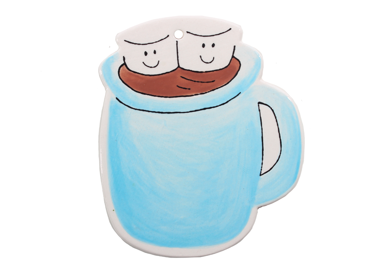 Bisque Hand Detailed Hot Cocoa Cup Party Ornament (Case of 12)