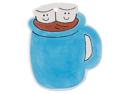Bisque Hand Detailed Hot Cocoa Cup Party Ornament (Case of 12)