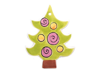 Bisque Hand Detailed Whimsical Christmas Tree Party Ornament (Case of 12)