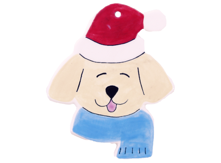 Bisque Hand Detailed Dog With Santa Hat Party Ornament (Case of 12)