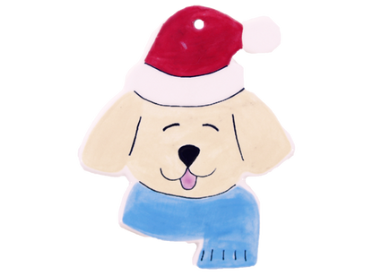 Bisque Hand Detailed Dog With Santa Hat Party Ornament (Case of 12)