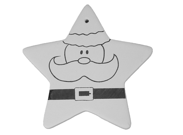 Bisque Hand Detailed Santa Star Party Ornament (Case of 12)