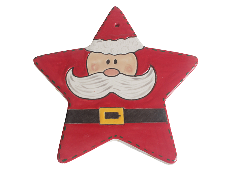 Bisque Hand Detailed Santa Star Party Ornament (Case of 12)