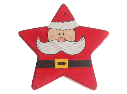 Bisque Hand Detailed Santa Star Party Ornament (Case of 12)