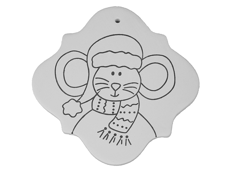 Bisque Hand Detailed Holiday Mouse Party Ornament (Case of 12)