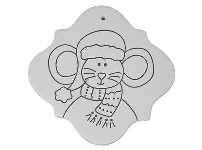 Bisque Hand Detailed Holiday Mouse Party Ornament (Case of 12)