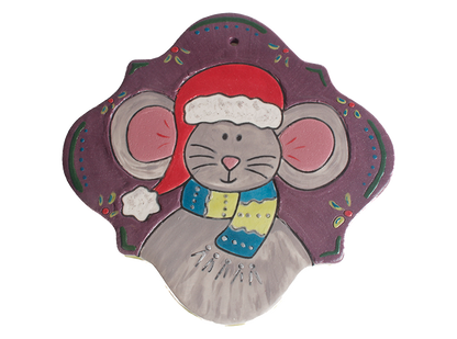 Bisque Hand Detailed Holiday Mouse Party Ornament (Case of 12)