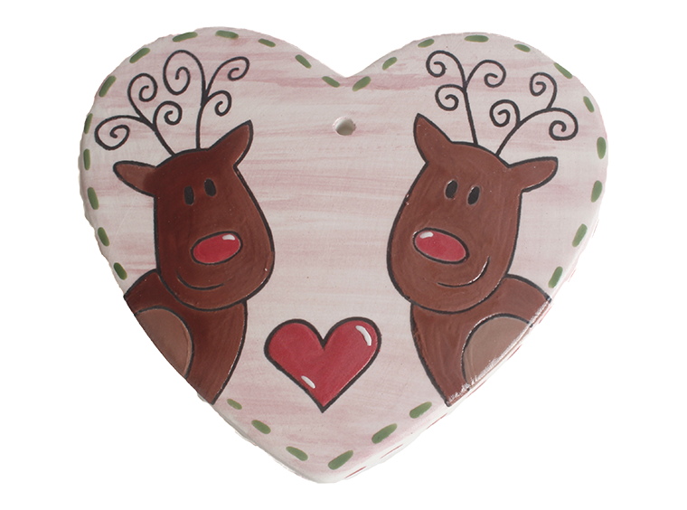 Bisque Hand Detailed Reindeer Party Ornament (Case of 12)