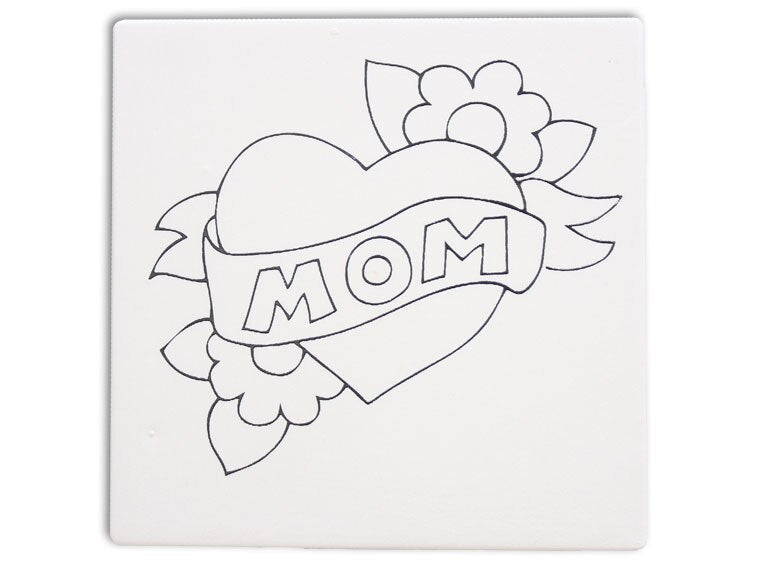 Bisque Mom Heart Party Tile (Case of 12)