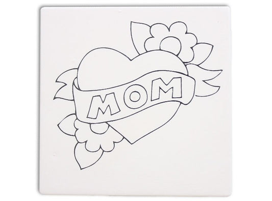 Bisque Mom Heart Party Tile (Case of 12)