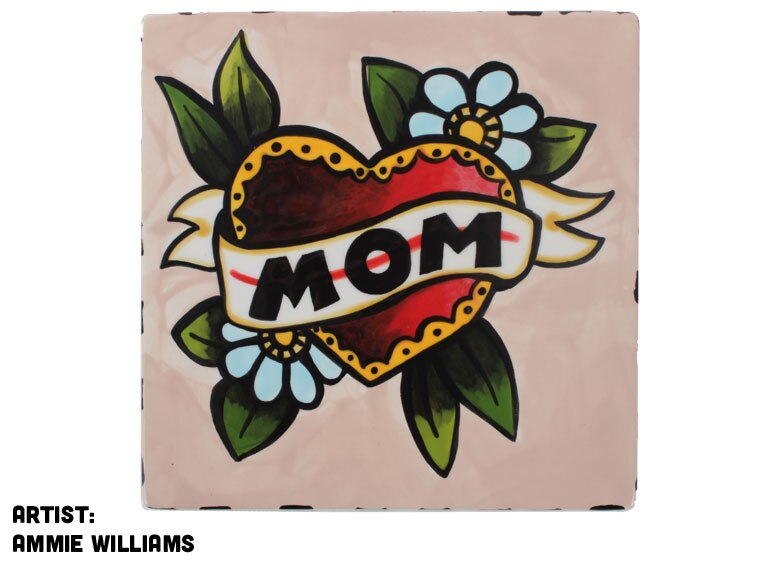 Bisque Mom Heart Party Tile (Case of 12)