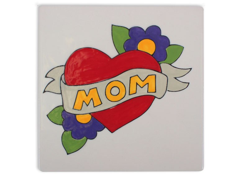 Bisque Mom Heart Party Tile (Case of 12)