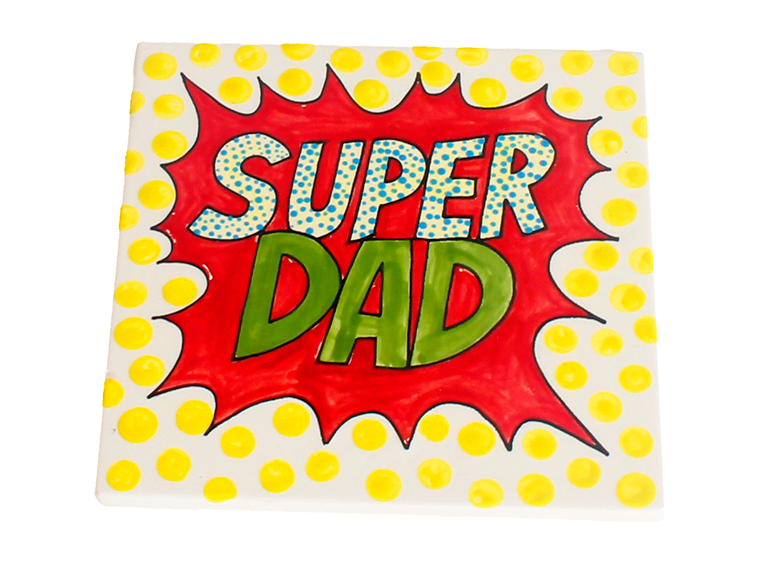 Bisque Super Dad Party Tile (Case of 12)