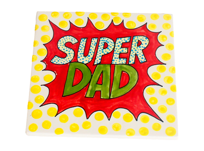Bisque Super Dad Party Tile (Case of 12)