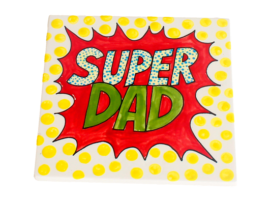 Bisque Super Dad Party Tile (Case of 12)