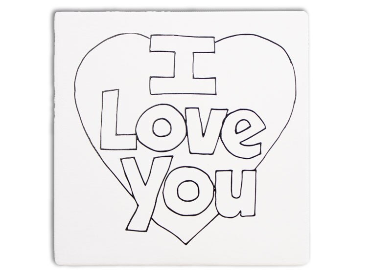 Bisque I Love You Heart Party Tile (Case of 12)