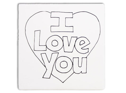 Bisque I Love You Heart Party Tile (Case of 12)
