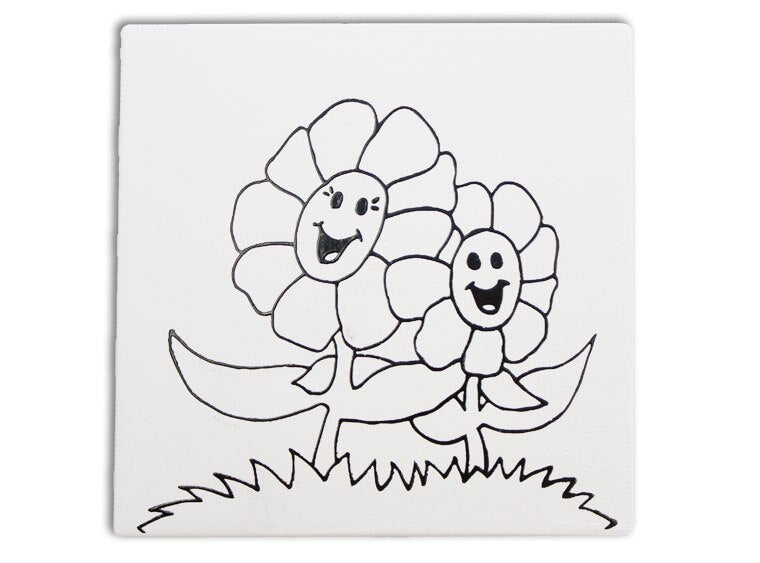Bisque Mommy And Me Flower Party Tile (Case of 12)