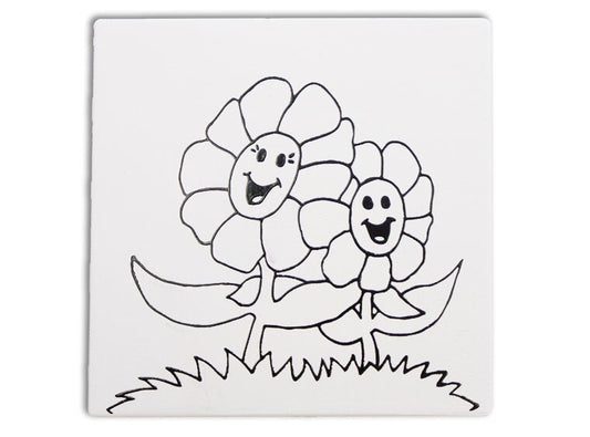 Bisque Mommy And Me Flower Party Tile (Case of 12)